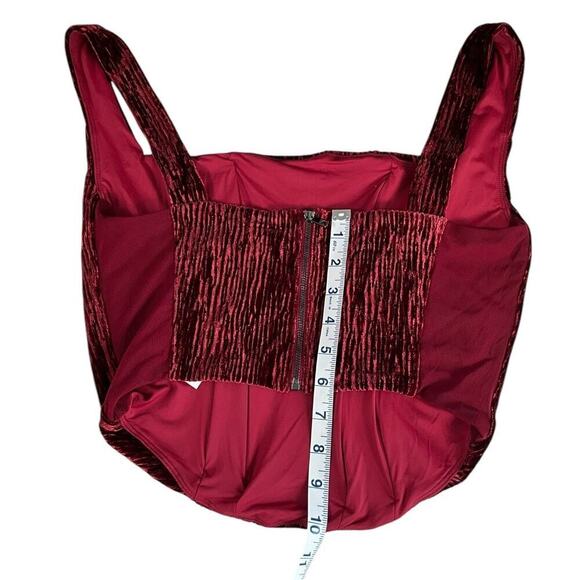 N By Naked Wardrobe Boned Plush Velvet Crop Tank In Wine Size XL Zip Back - Picture 9 of 12